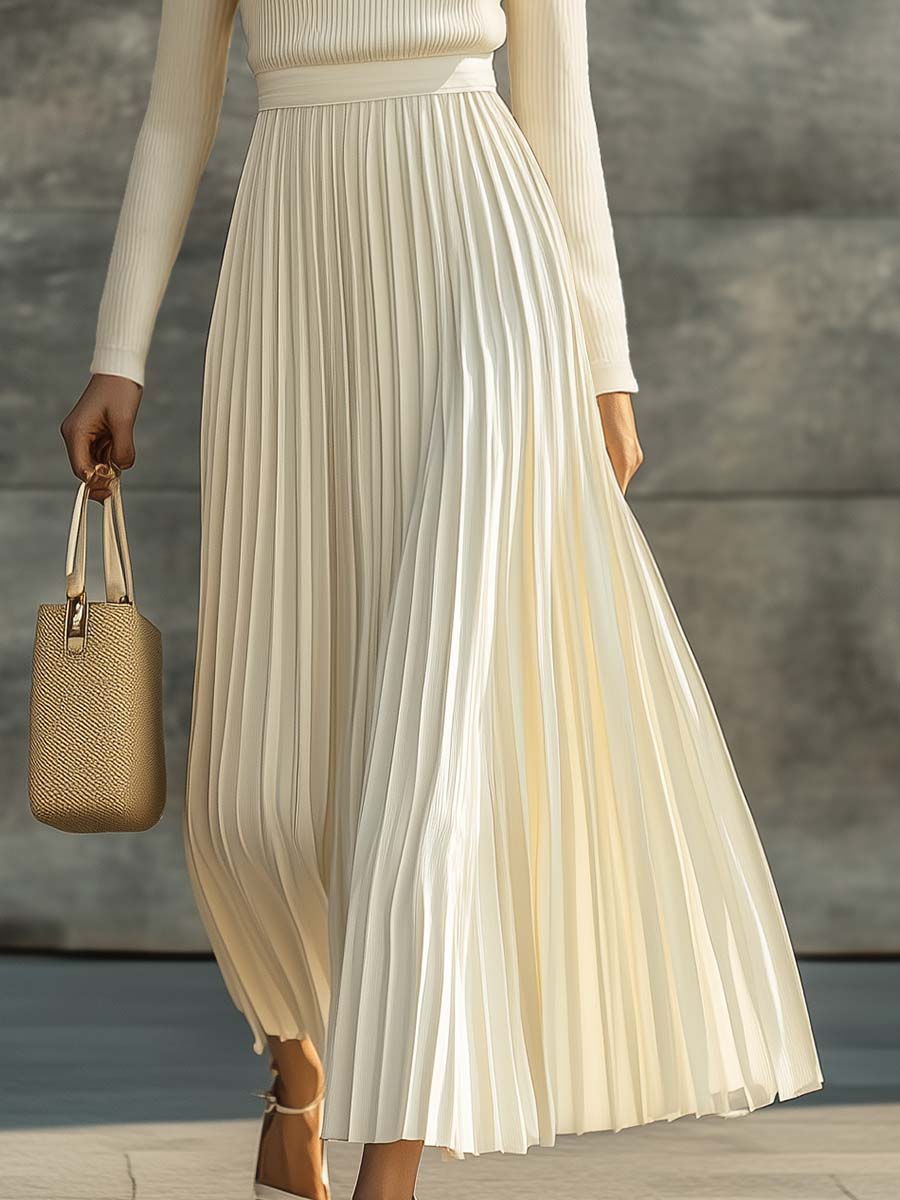 Vestido Maxi con Diseño Plisado para Mujer