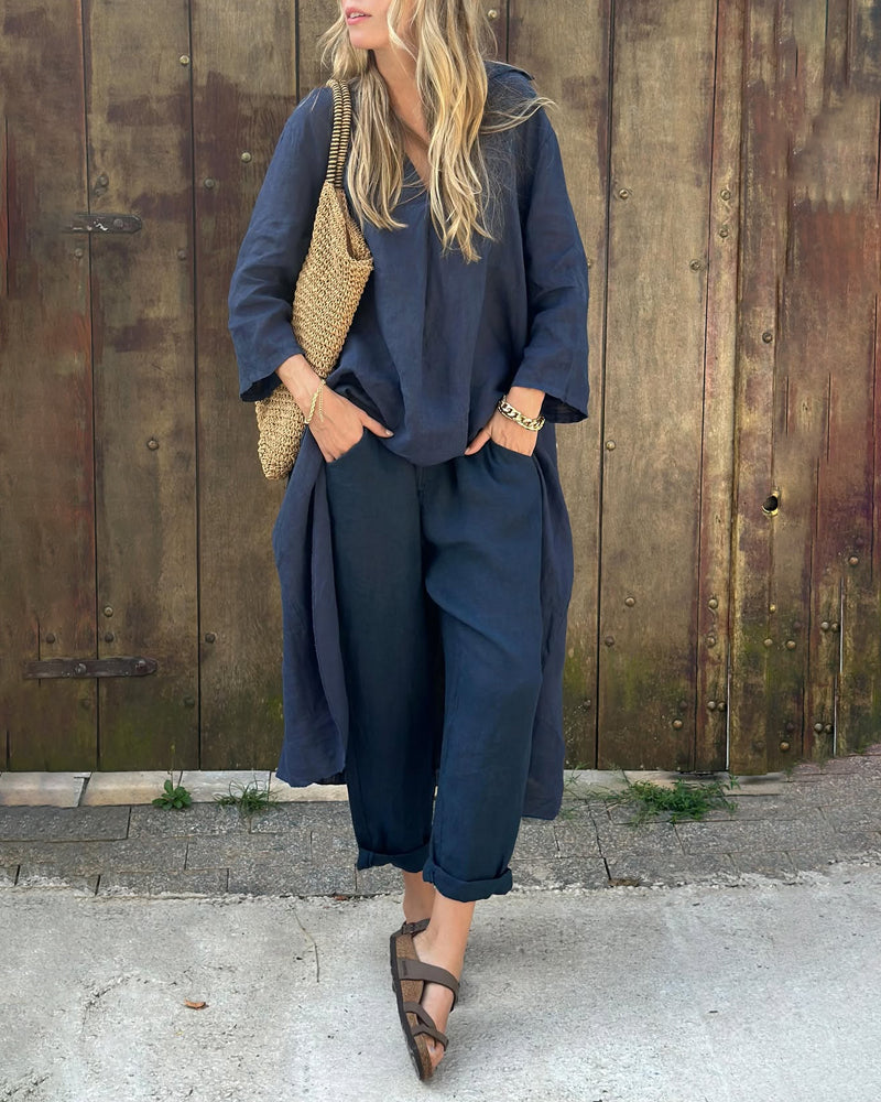 Pantalón y Top Casual de Manga Larga para Mujeres