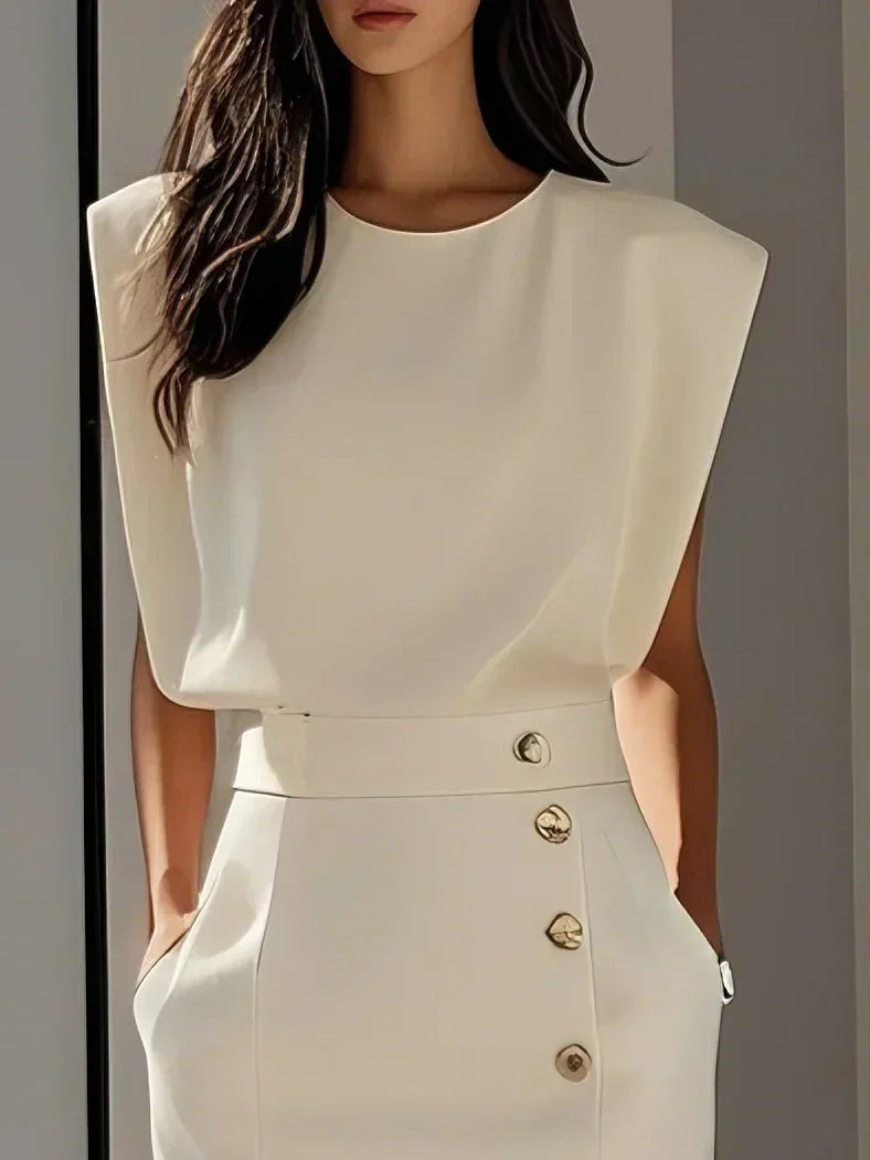 Vestido Midi con Cuello Redondo y Botones para Mujer | Ideal para el Verano