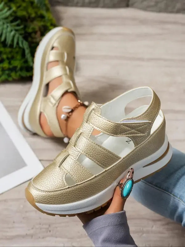 Sandalias de Plataforma con Cierre Velcro para Mujer | Ideal para el Día a Día