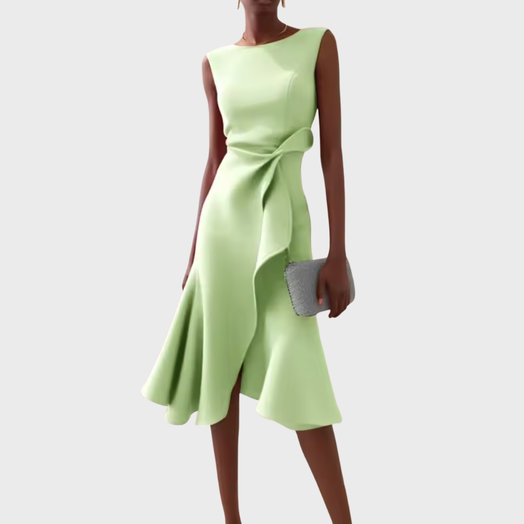Vestido Midi Drapeado Asimétrico para Mujer