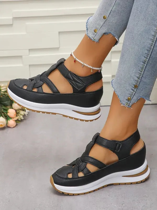Sandalias de Plataforma con Cierre Velcro para Mujer | Ideal para el Día a Día