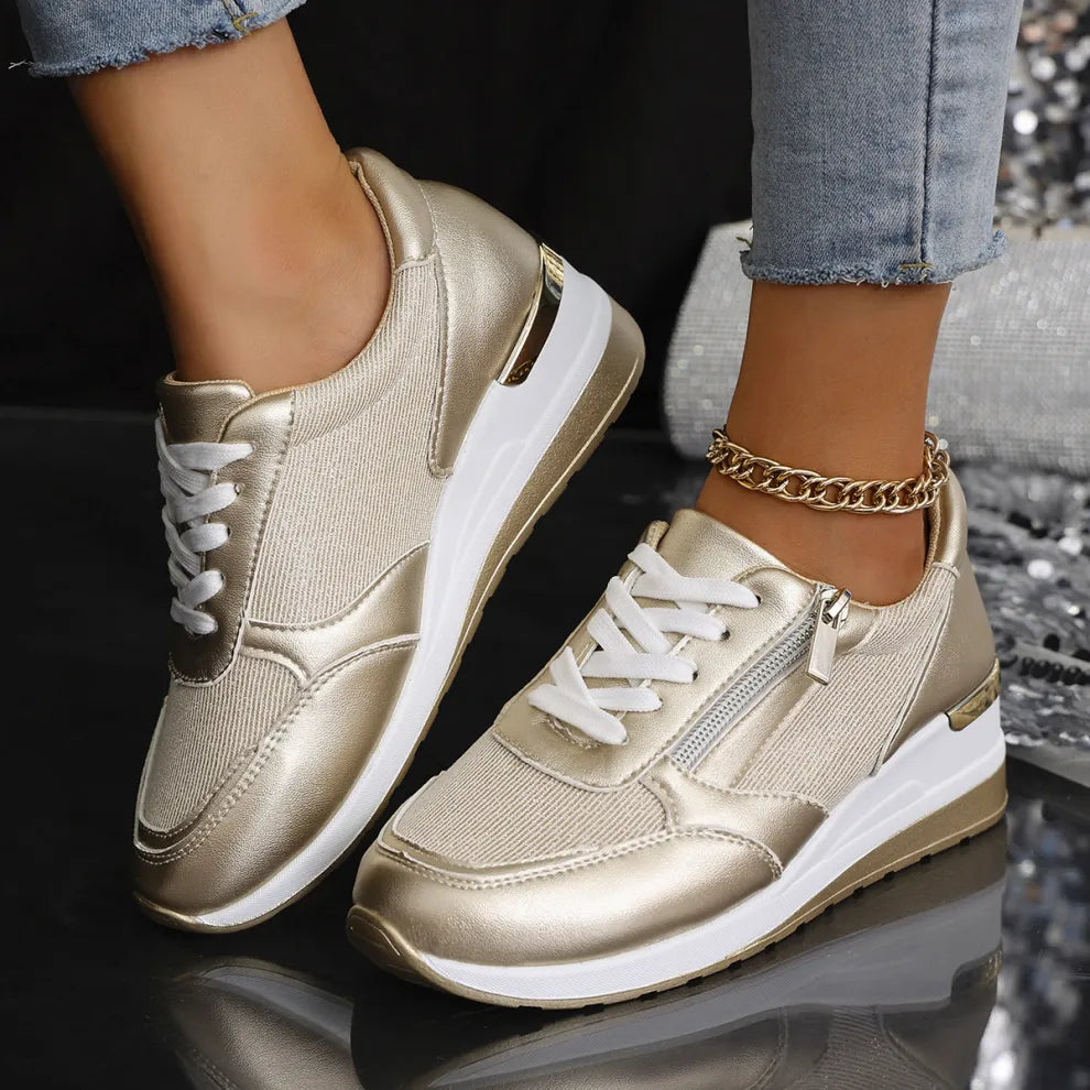 Lace-Up Sneakers with Side Zipper for Women | Perfect for Everyday Wear