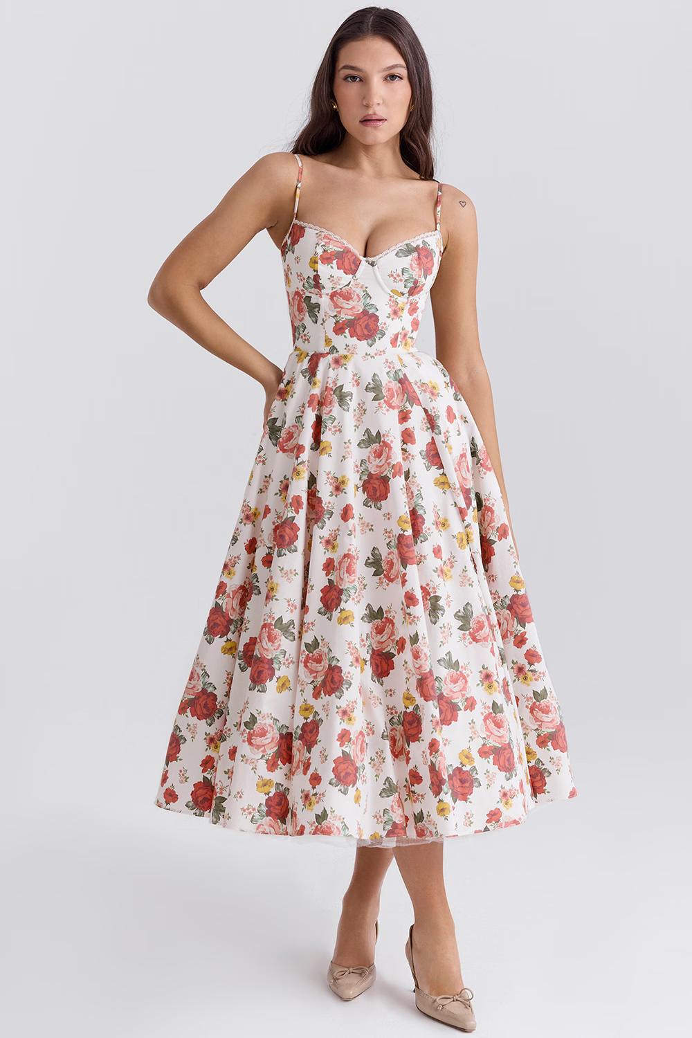 Vestido Midi con Efecto Ceñido para Mujer