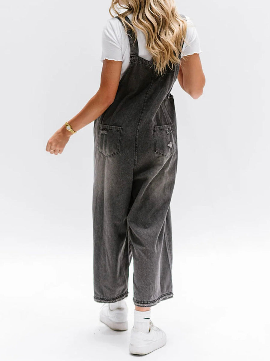Vintage Wide Leg Denim Overalls for Women