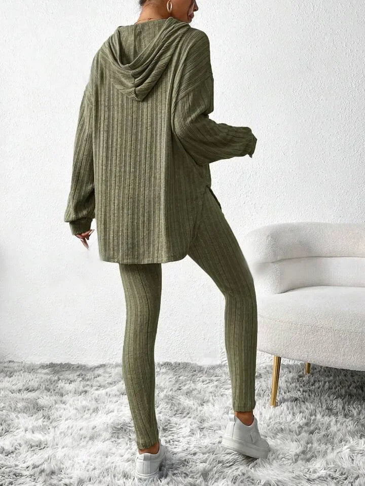 Conjunto de Lounge de Punto Acanalado para Mujer