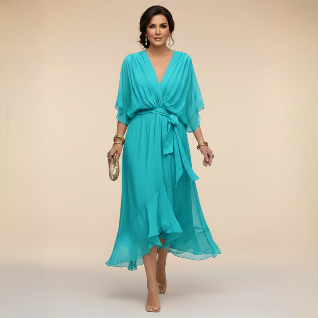 Vestido Largo con Lazo de Chifón para Mujer