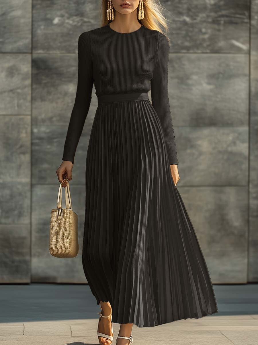 Vestido Maxi con Diseño Plisado para Mujer