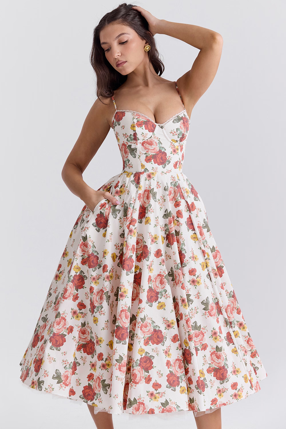 Vestido Midi con Efecto Ceñido para Mujer