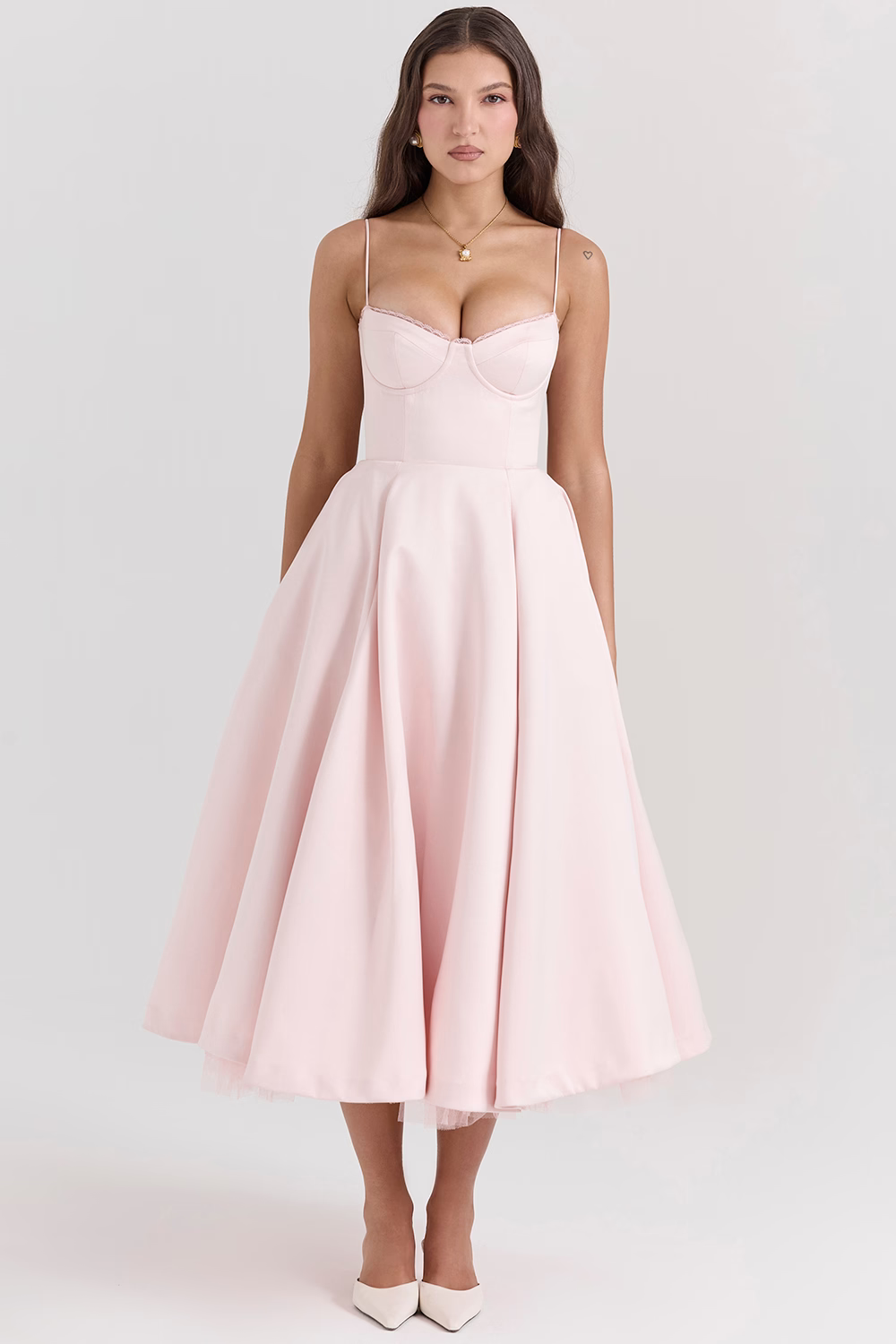 Vestido Midi con Efecto Ceñido para Mujer