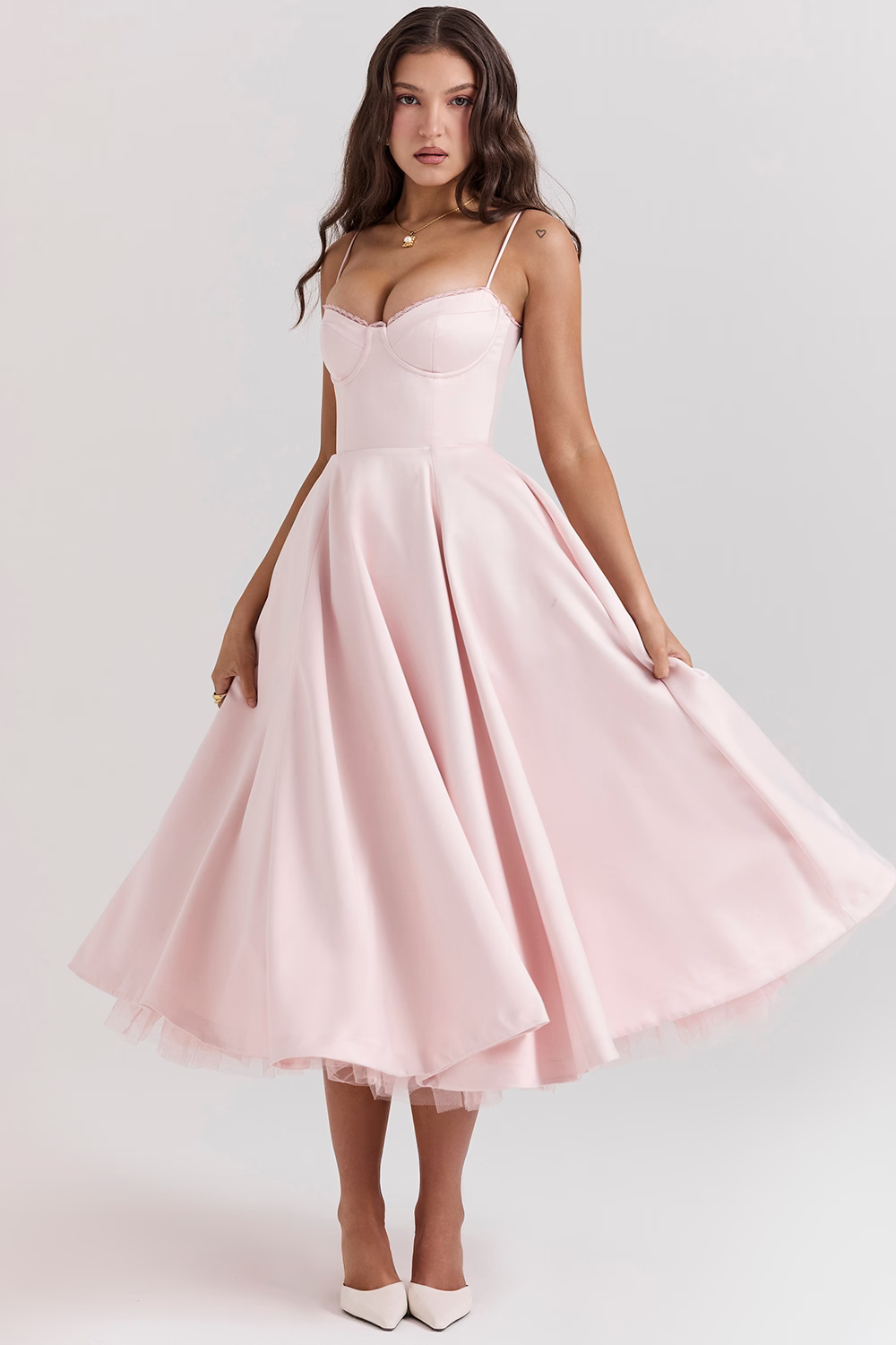 Vestido Midi con Efecto Ceñido para Mujer