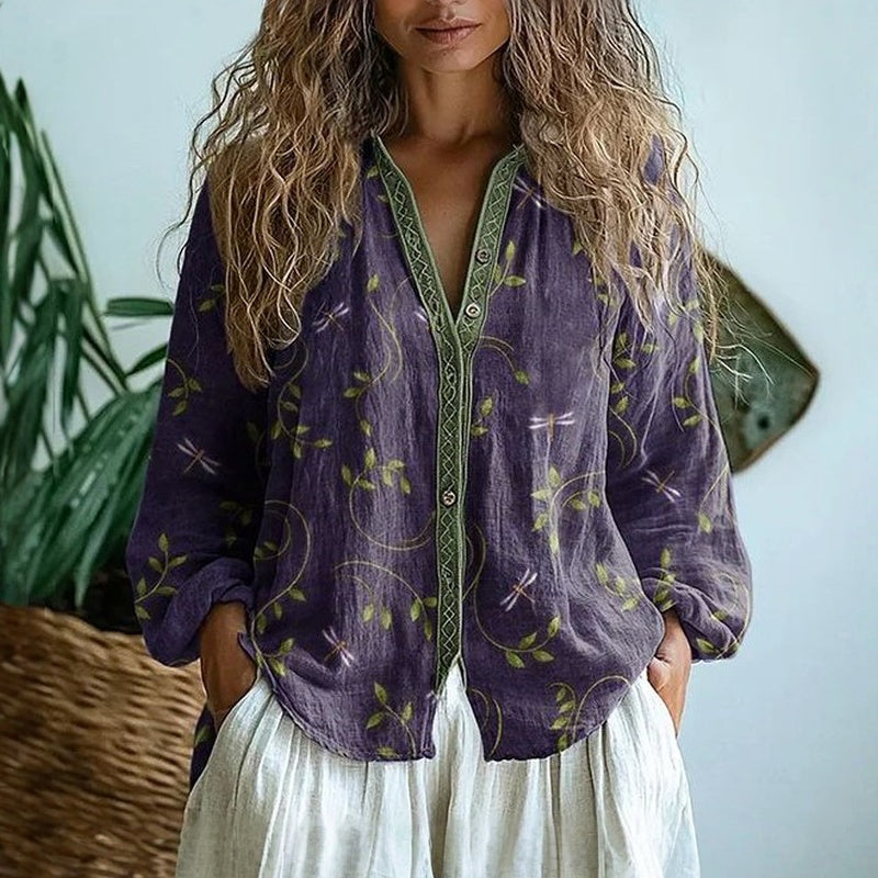 Blusa Estampada de Hojas para Mujer | Ideal para el Día a Día