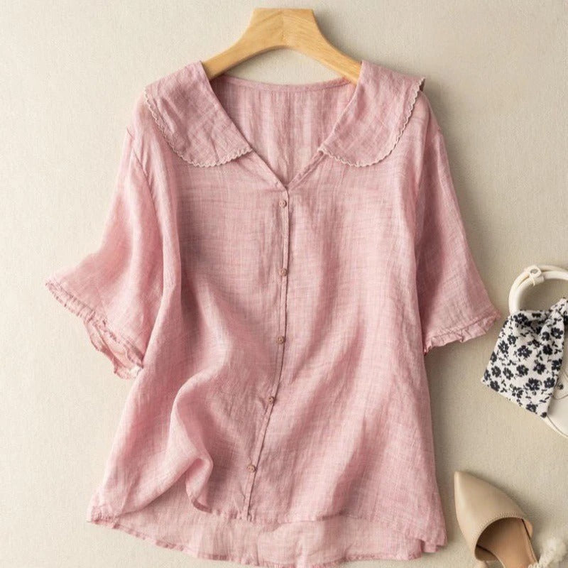 Blusa Retro de Ramio para Mujer