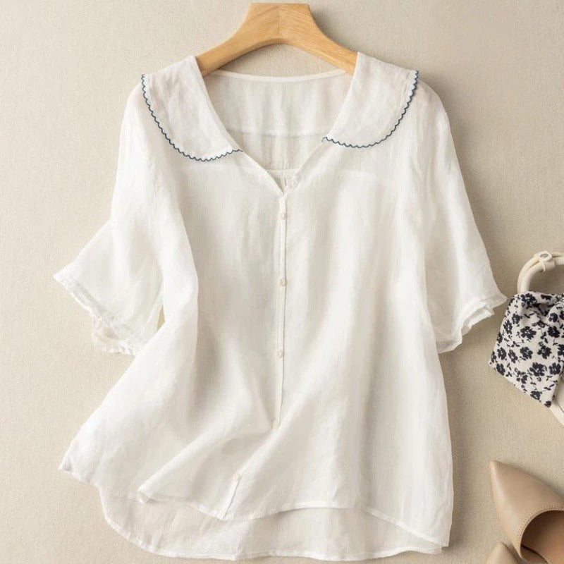 Blusa Retro de Ramio para Mujer