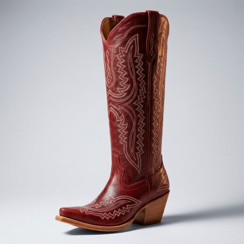 Botas Vaqueras Altas de Tacón Grueso para Mujer | Ideal para el Día a Día