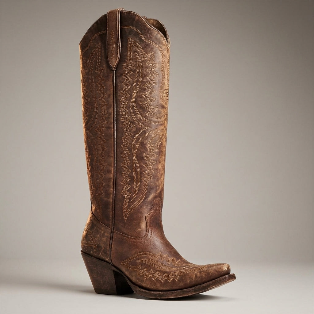 Botas Vaqueras Altas de Tacón Grueso para Mujer | Ideal para el Día a Día