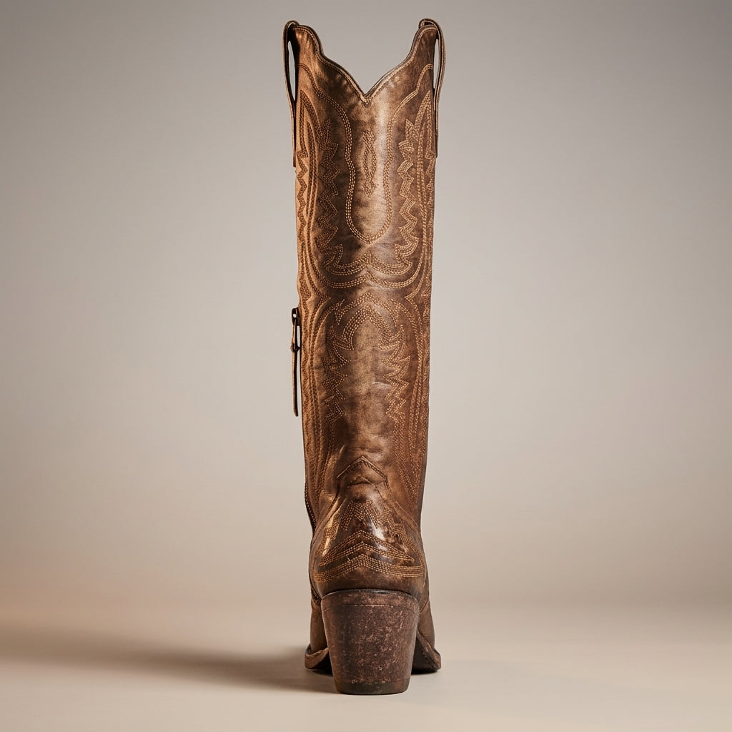 Botas Vaqueras Altas de Tacón Grueso para Mujer | Ideal para el Día a Día