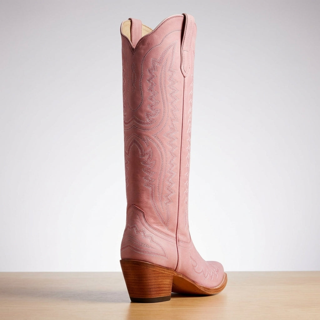 Botas Vaqueras Altas de Tacón Grueso para Mujer | Ideal para el Día a Día