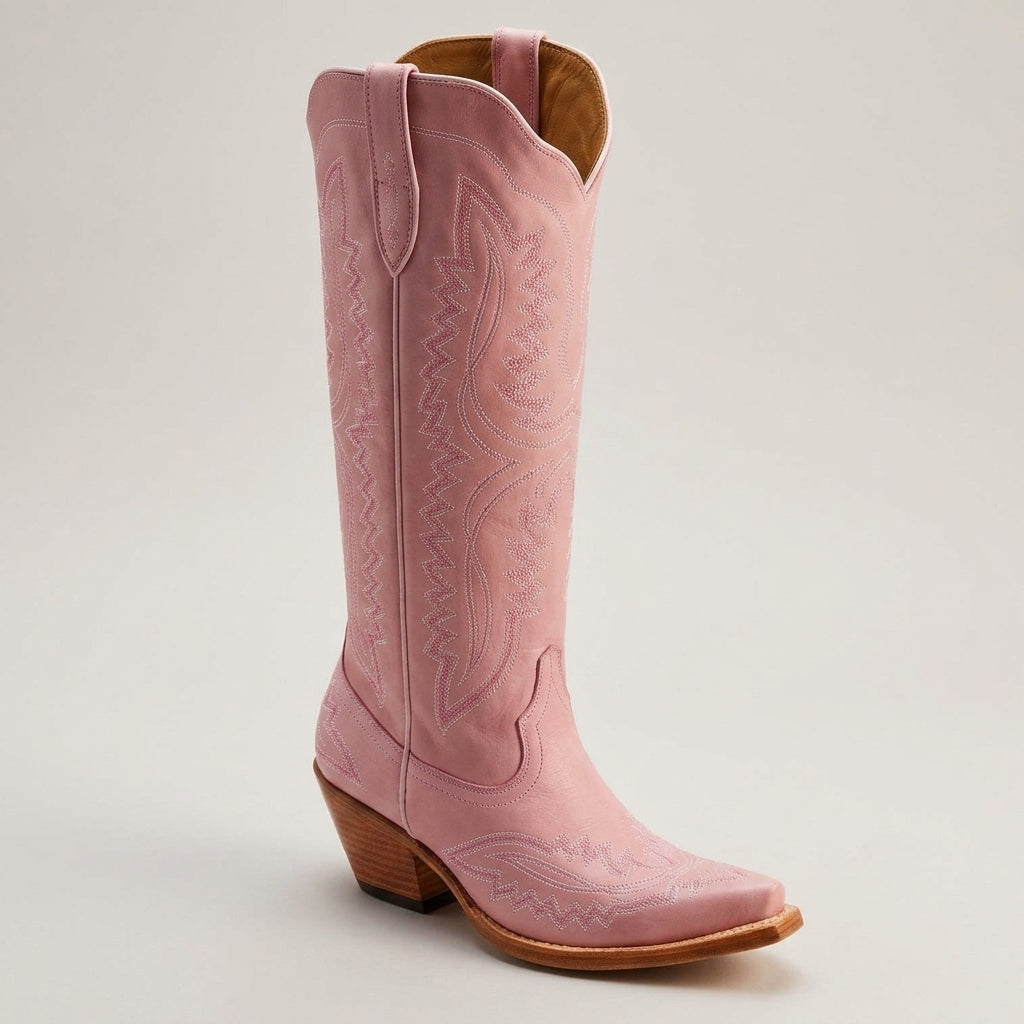 Botas Vaqueras Altas de Tacón Grueso para Mujer | Ideal para el Día a Día