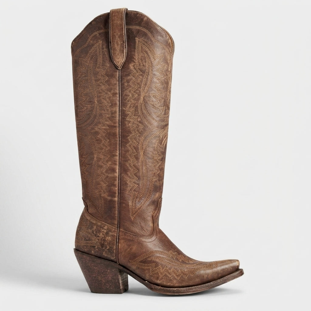 Botas Vaqueras Altas de Tacón Grueso para Mujer | Ideal para el Día a Día