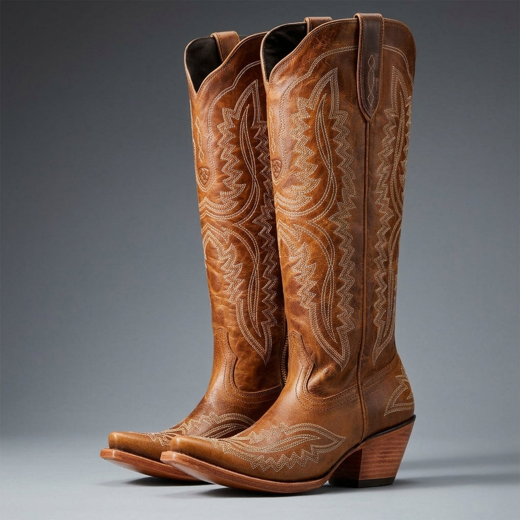Botas Vaqueras Altas de Tacón Grueso para Mujer | Ideal para el Día a Día