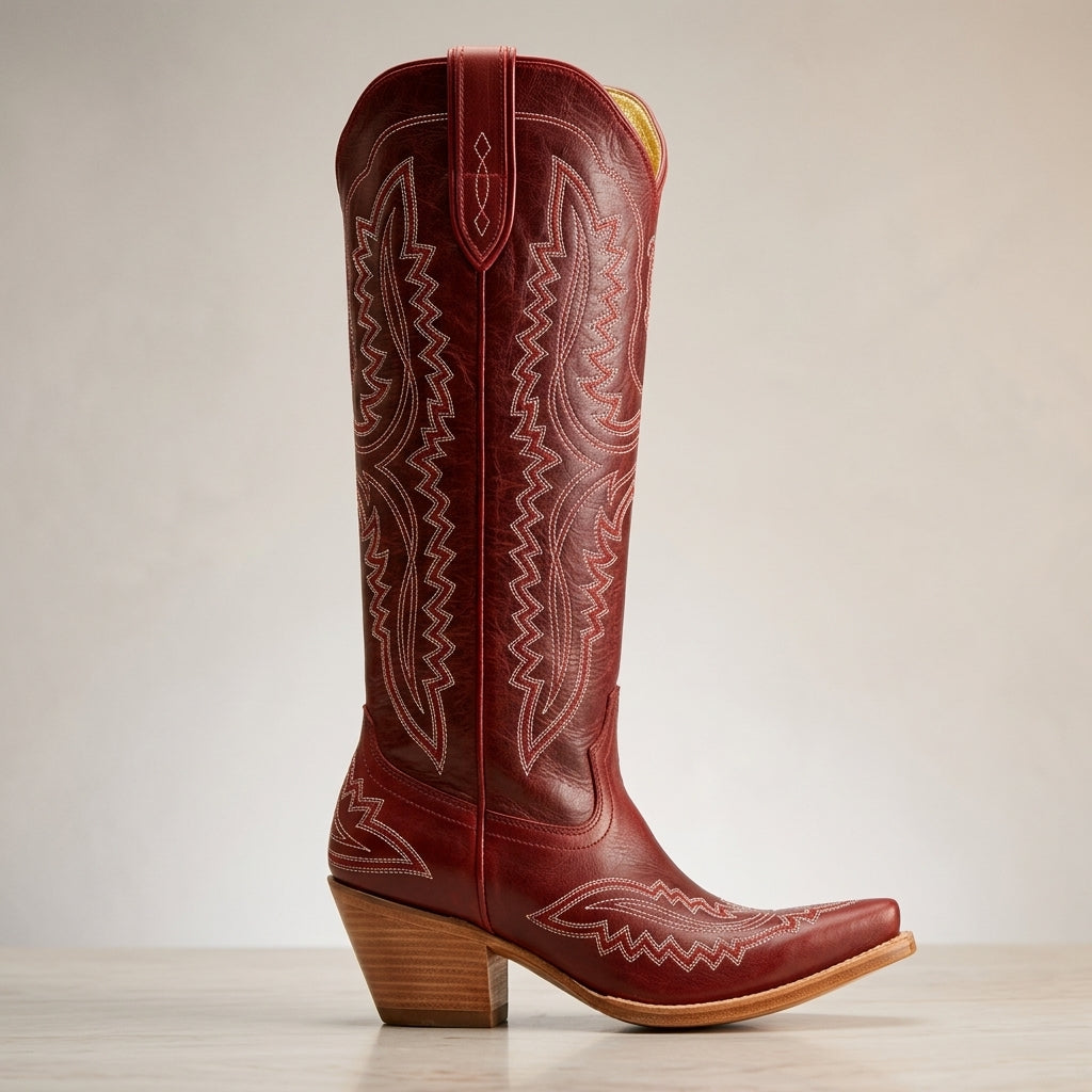 Botas Vaqueras Altas de Tacón Grueso para Mujer | Ideal para el Día a Día