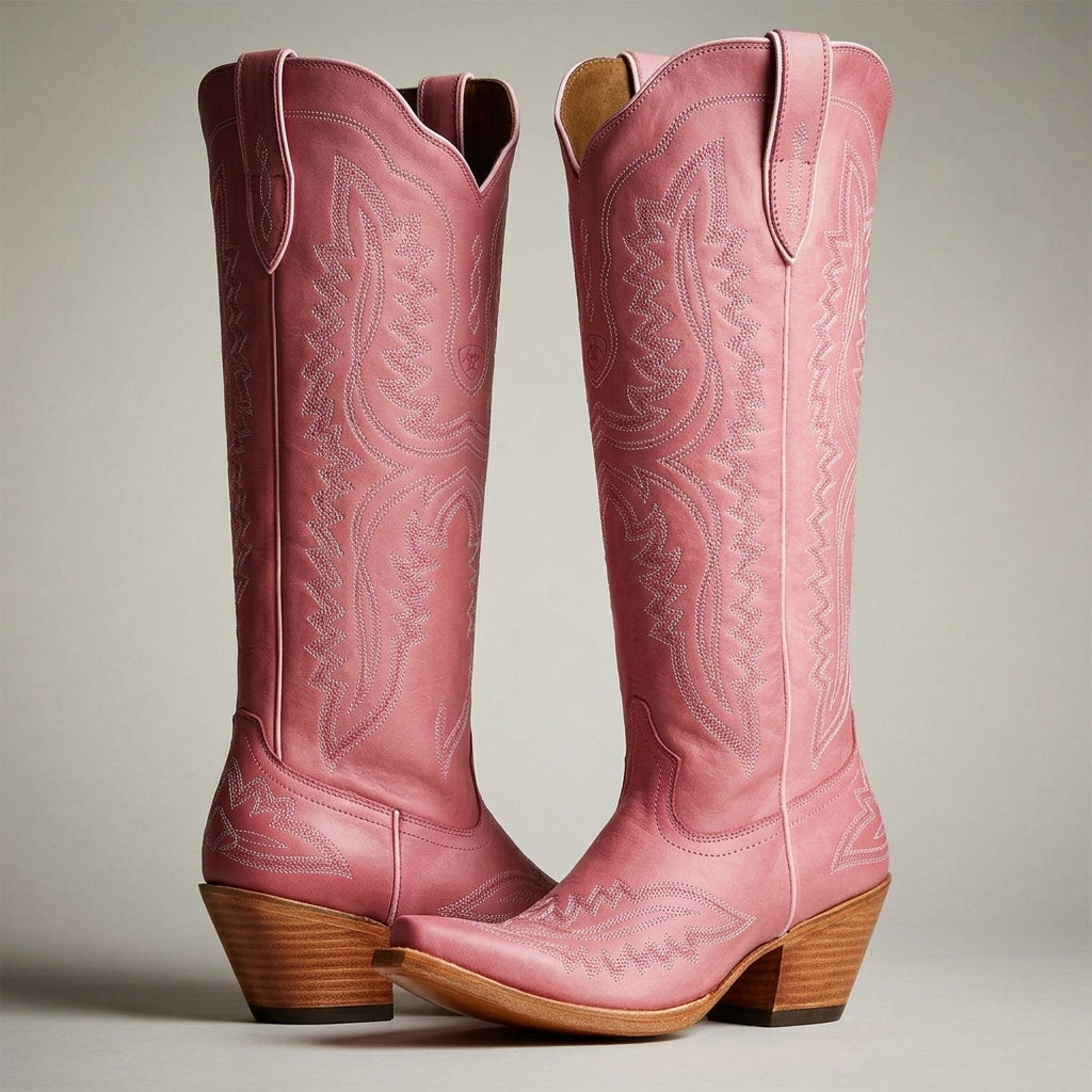 Botas Vaqueras Altas de Tacón Grueso para Mujer | Ideal para el Día a Día