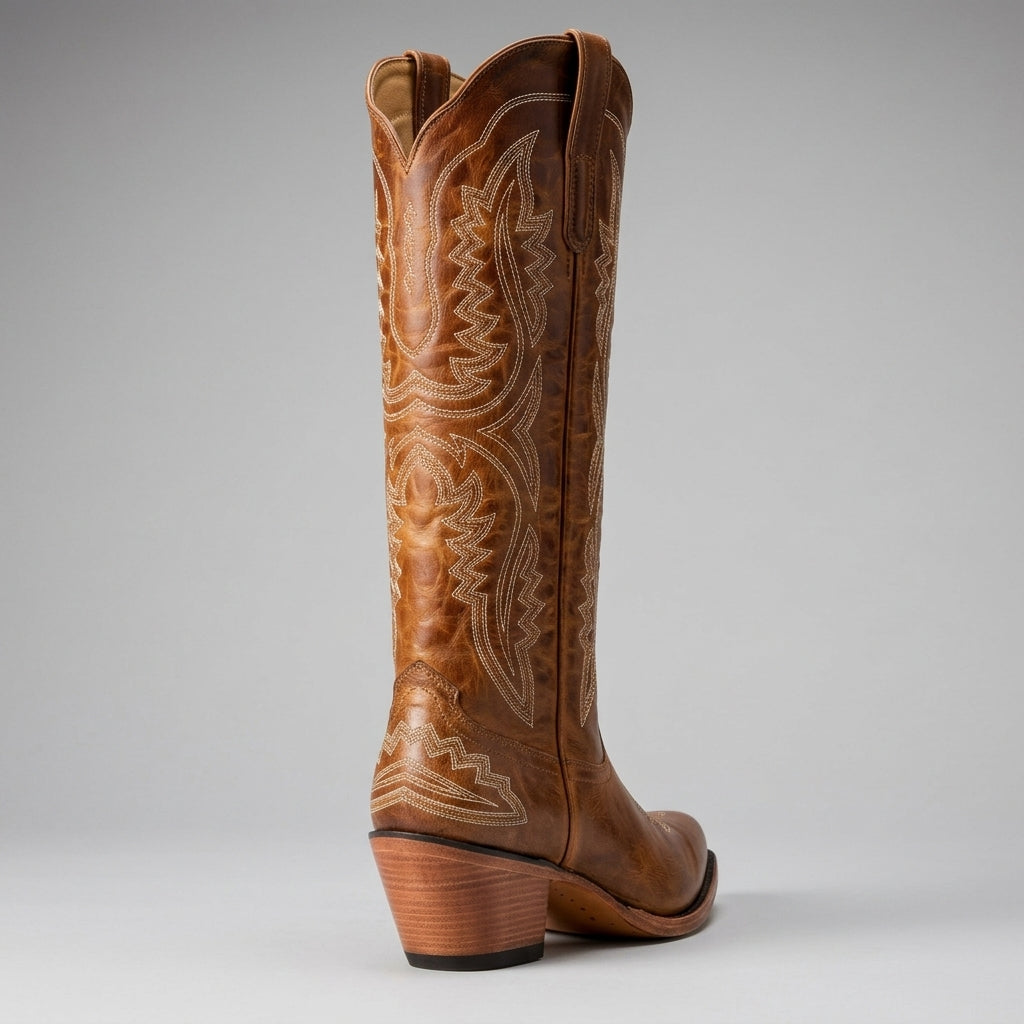 Botas Vaqueras Altas de Tacón Grueso para Mujer | Ideal para el Día a Día