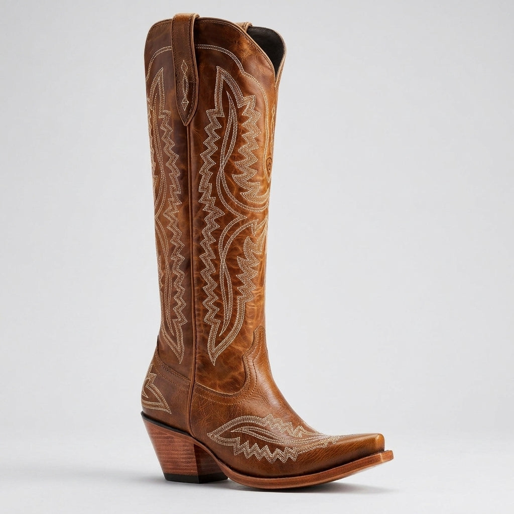 Botas Vaqueras Altas de Tacón Grueso para Mujer | Ideal para el Día a Día