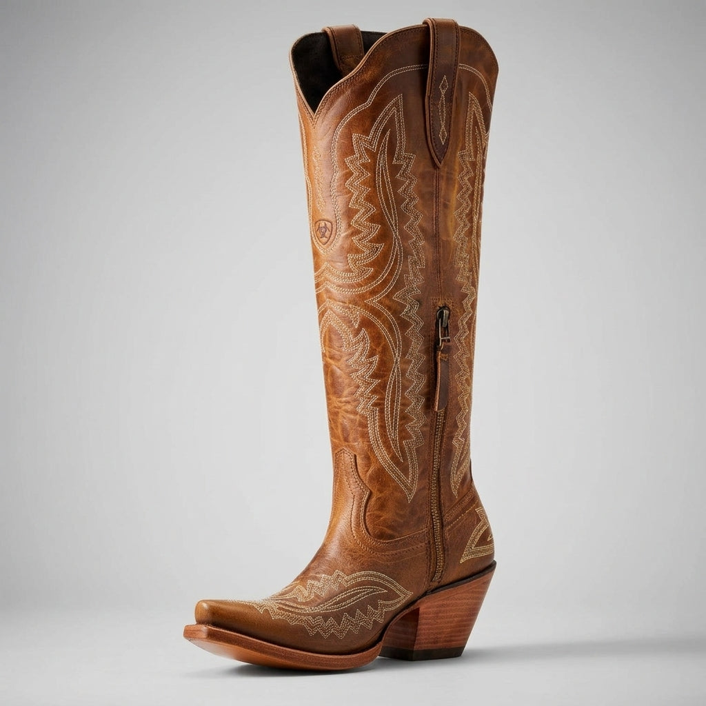 Botas Vaqueras Altas de Tacón Grueso para Mujer | Ideal para el Día a Día