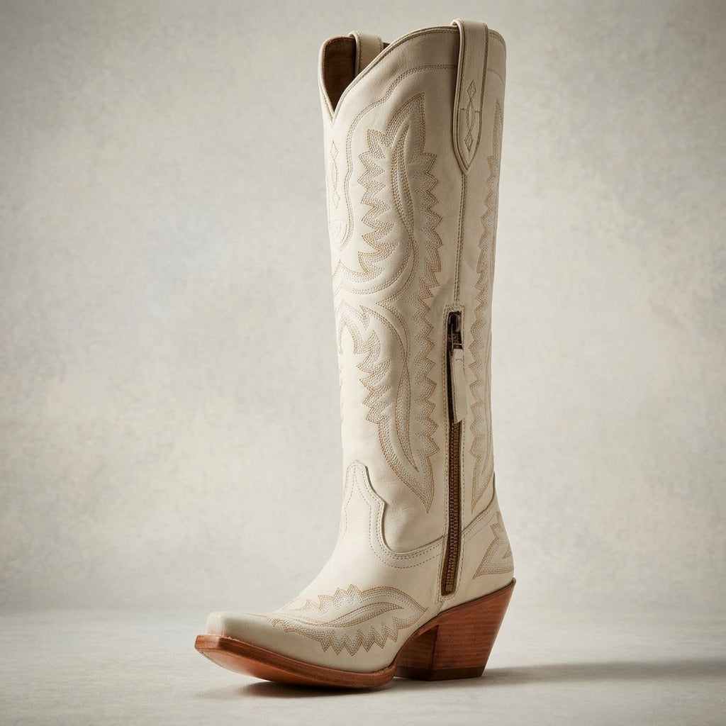 Botas Vaqueras Altas de Tacón Grueso para Mujer | Ideal para el Día a Día