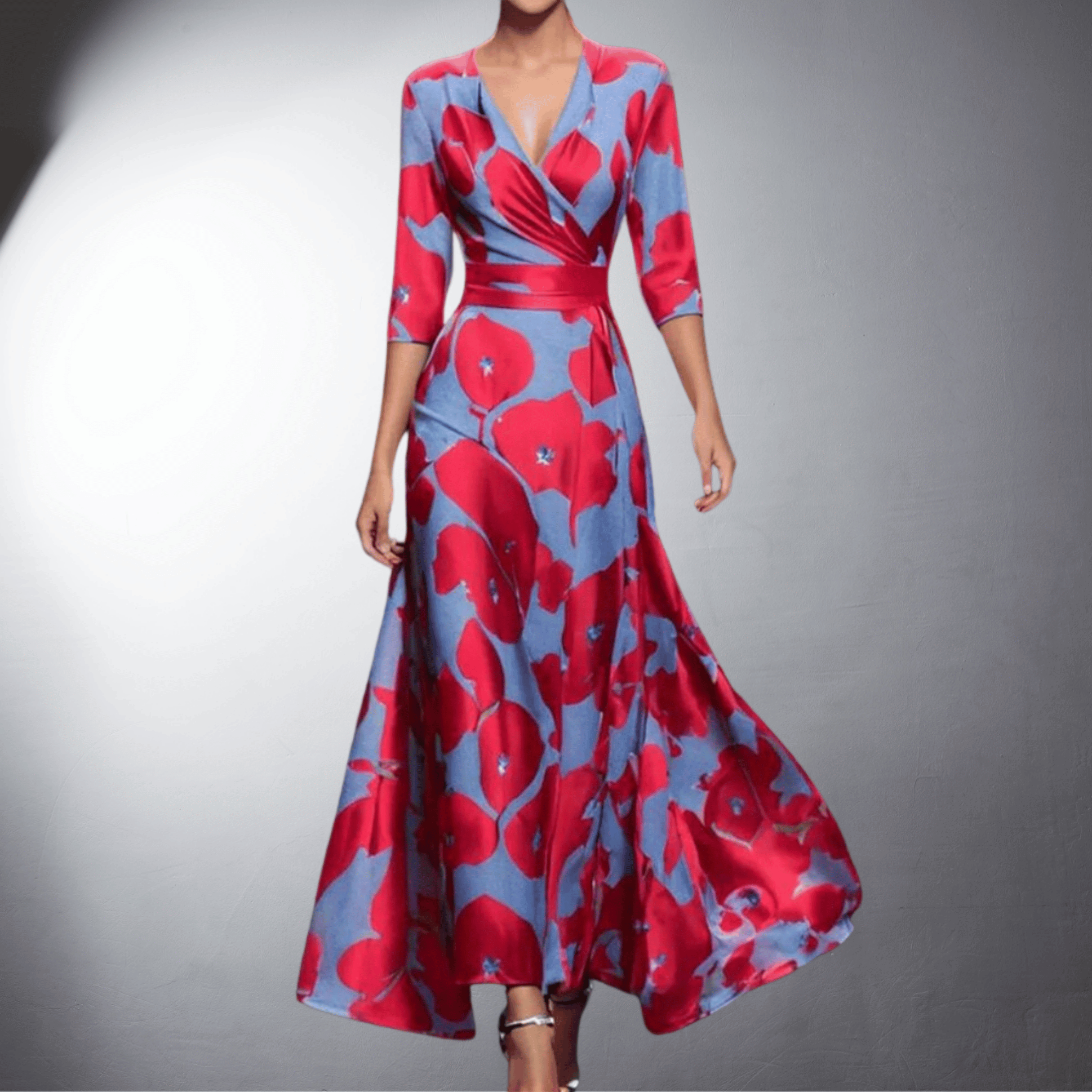 Vestido Elegante de Noche con Estampado Floral para Mujer