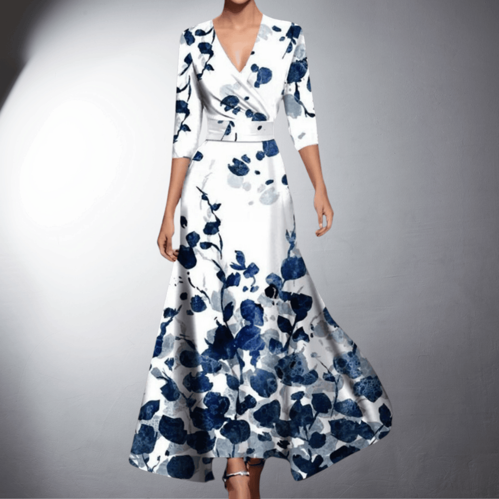 Vestido Elegante de Noche con Estampado Floral para Mujer