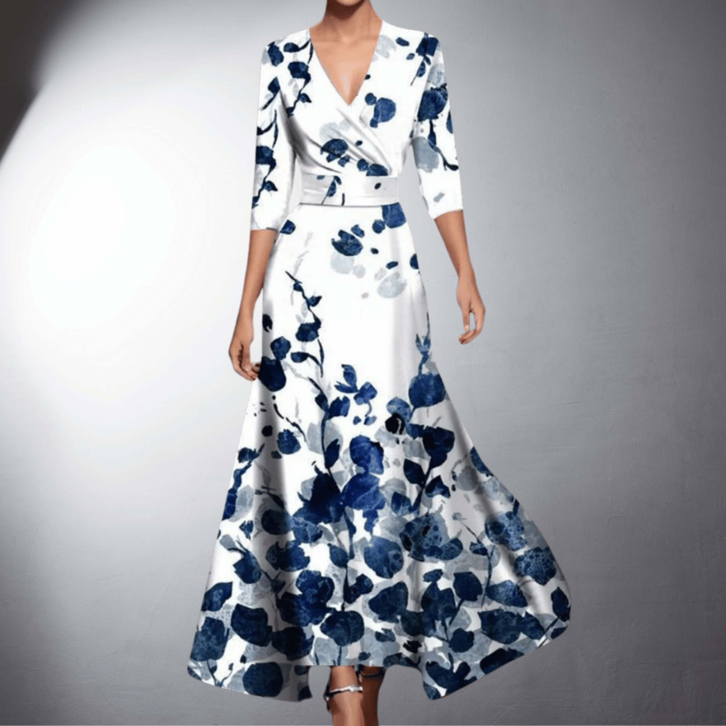 Vestido Elegante de Noche con Estampado Floral para Mujer