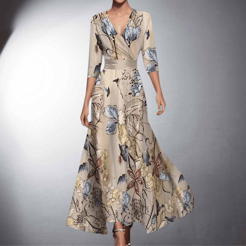 Vestido Elegante de Noche con Estampado Floral para Mujer