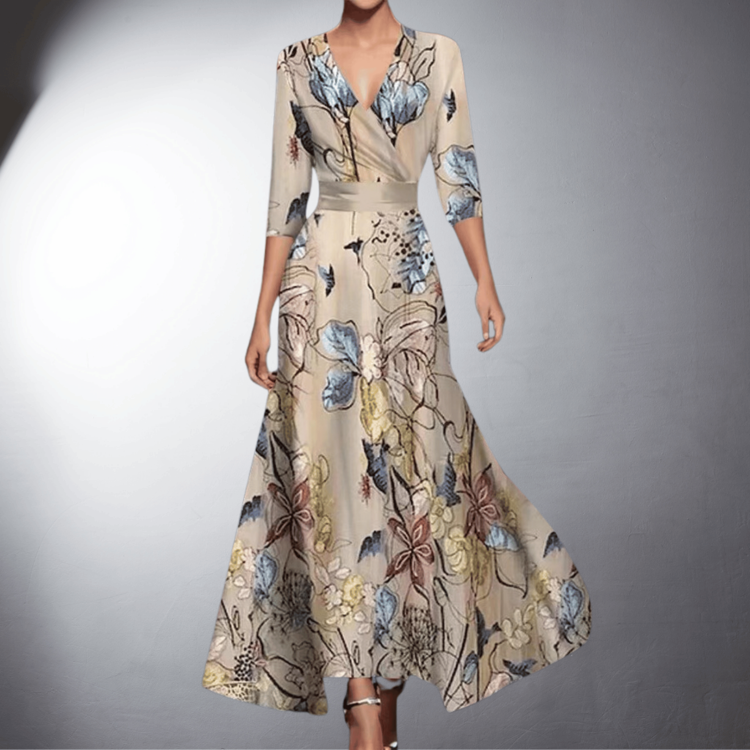 Vestido Elegante de Noche con Estampado Floral para Mujer