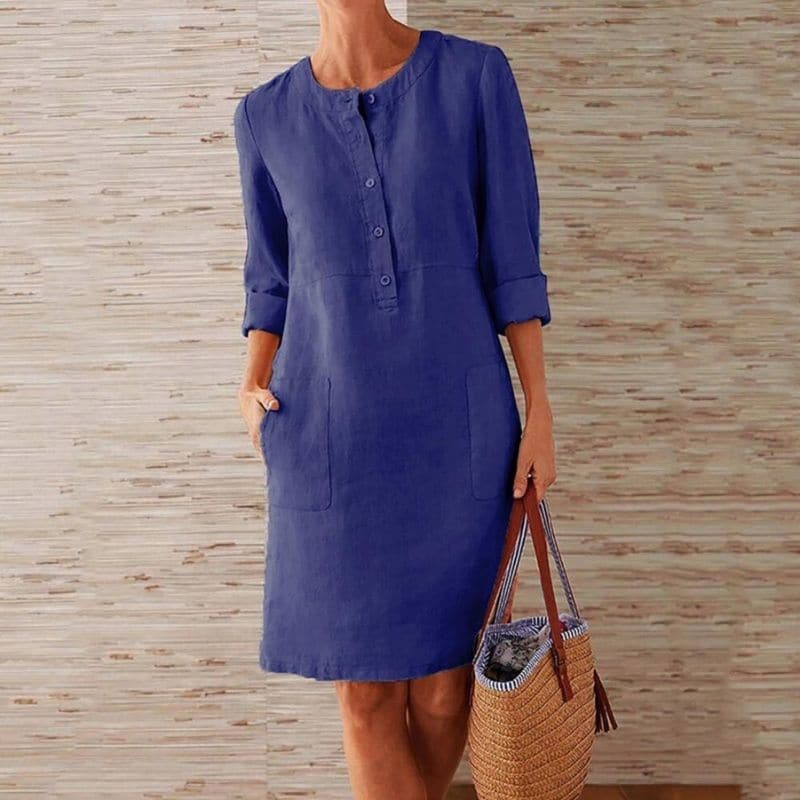 Vestido de Algodón y Lino con Bolsillos para Mujer | Ideal para el Día a Día
