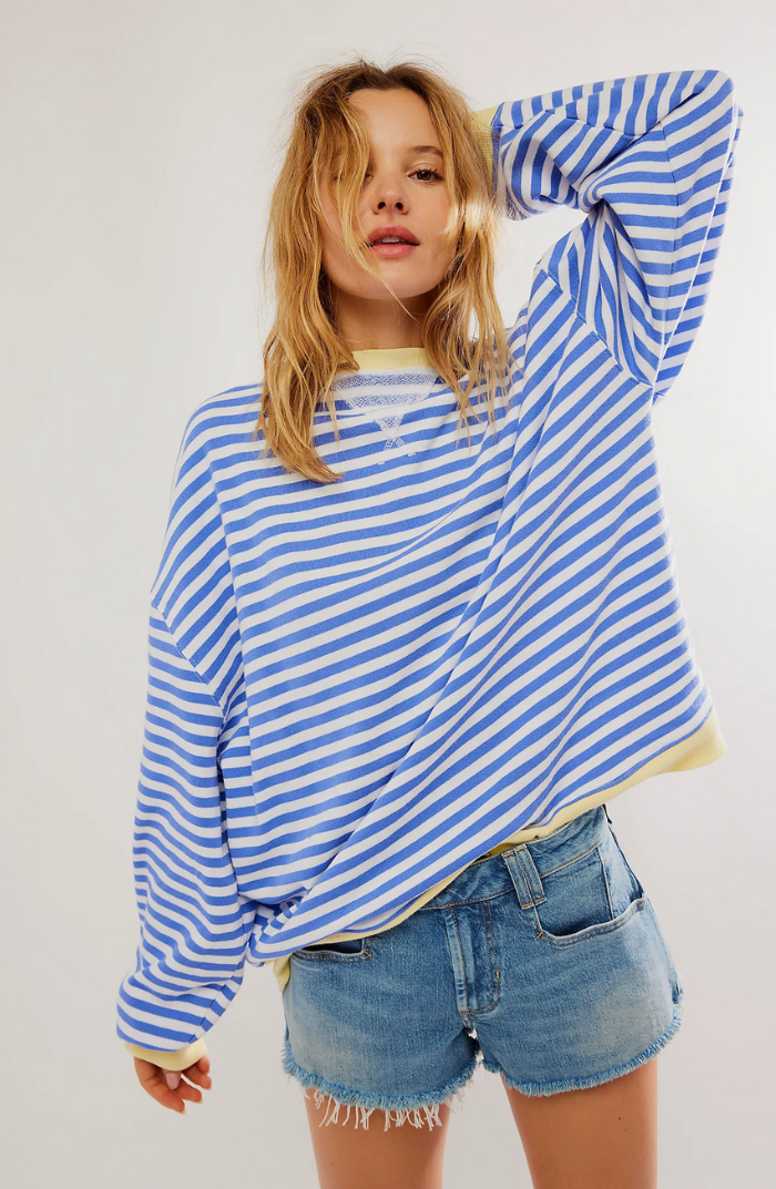 Suéter Oversize a Rayas con Cuello Redondo y Estilo Pullover para Mujer