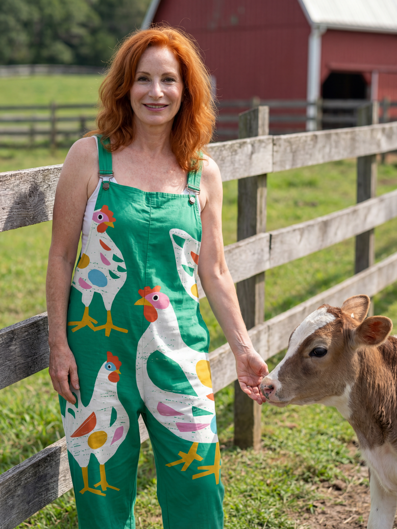 Chicken Print Overalls for Women