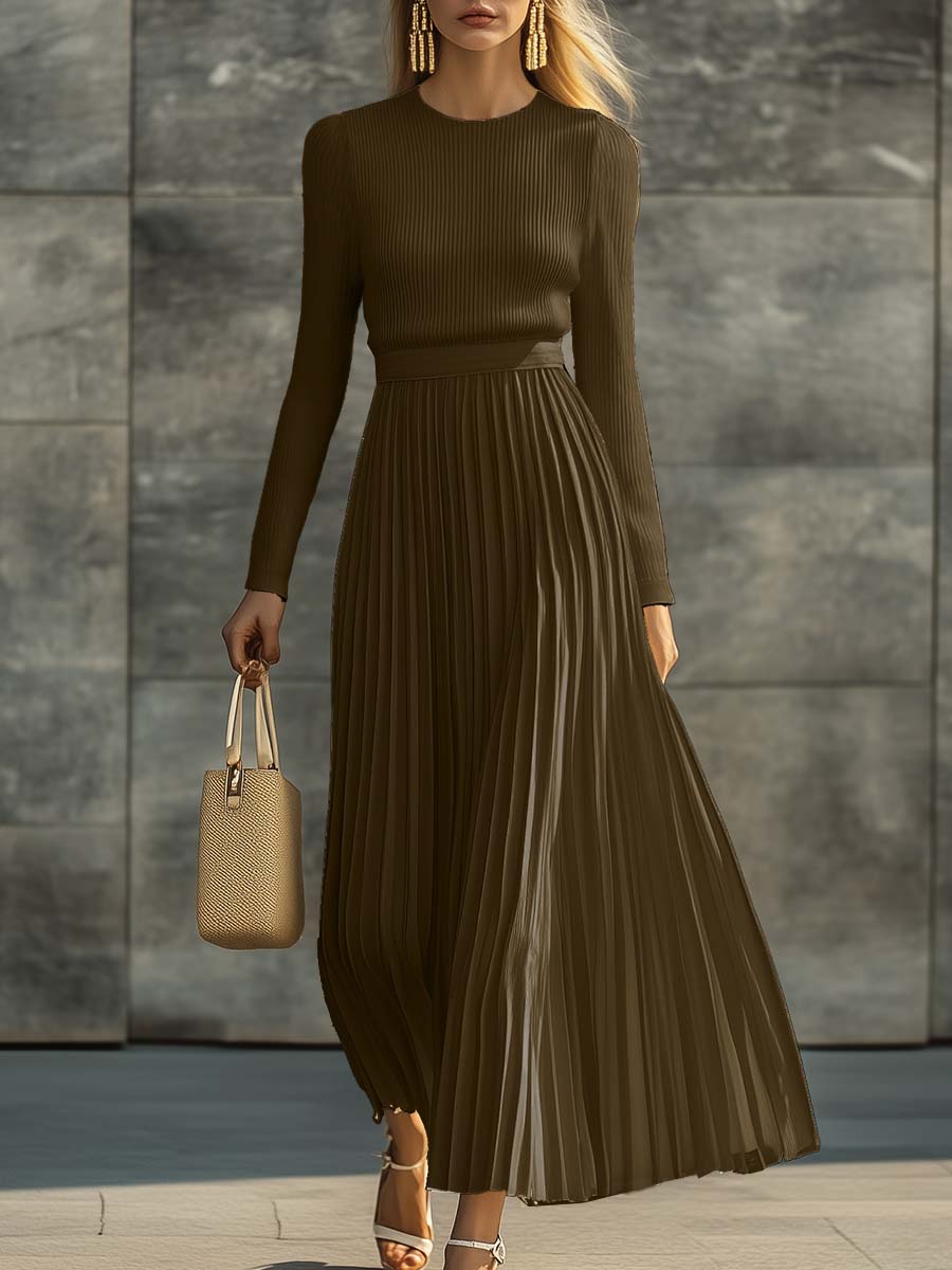 Vestido Maxi con Diseño Plisado para Mujer