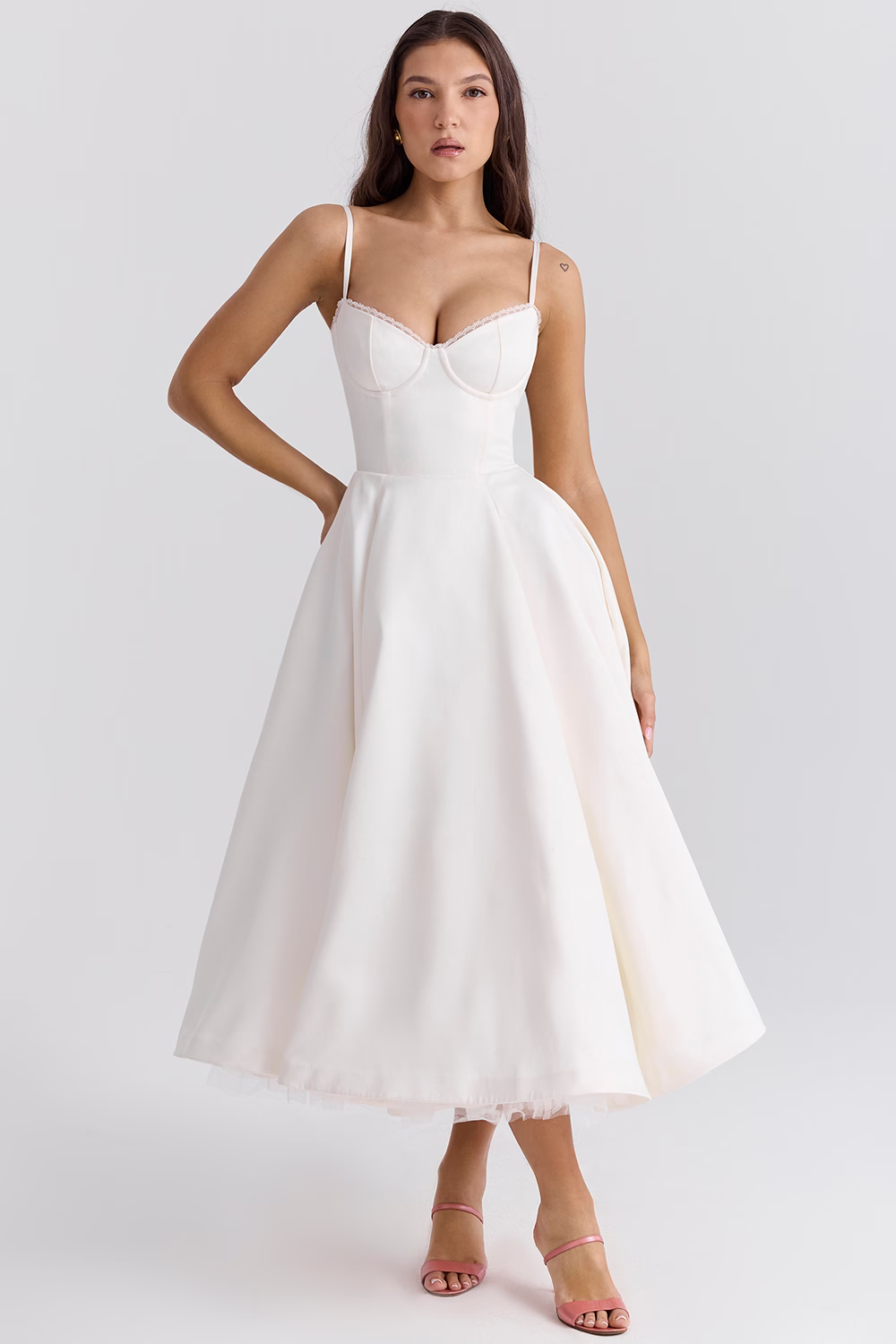 Vestido Midi con Efecto Ceñido para Mujer