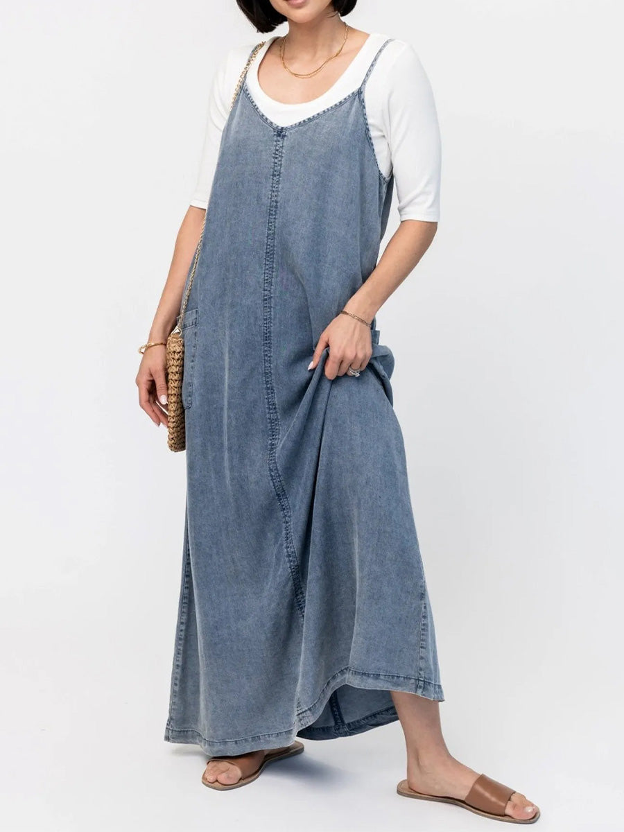 Vestido Maxi de Mezclilla Corte Relajado para Mujer