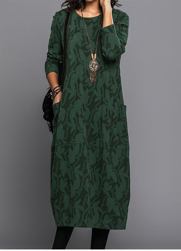 Vestido Midi de Manga Larga para Mujer
