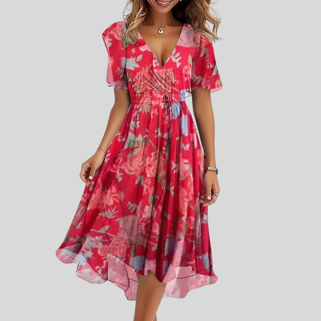 Vestido Midi de Estilo Floral para Mujer