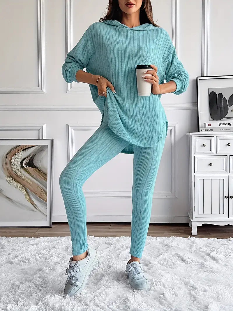 Conjunto de Lounge de Punto Acanalado para Mujer