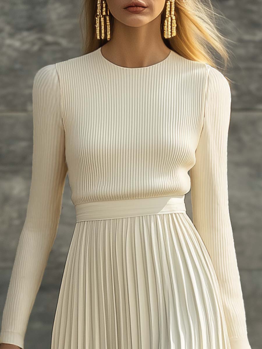 Vestido Maxi con Diseño Plisado para Mujer