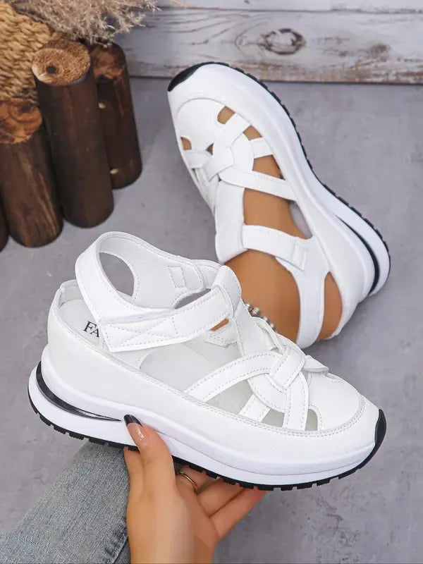 Sandalias de Plataforma con Cierre Velcro para Mujer | Ideal para el Día a Día
