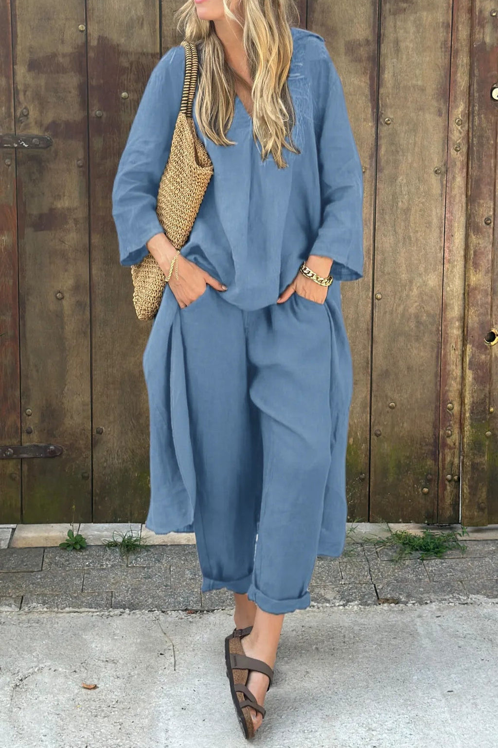 Pantalón y Top Casual de Manga Larga para Mujeres