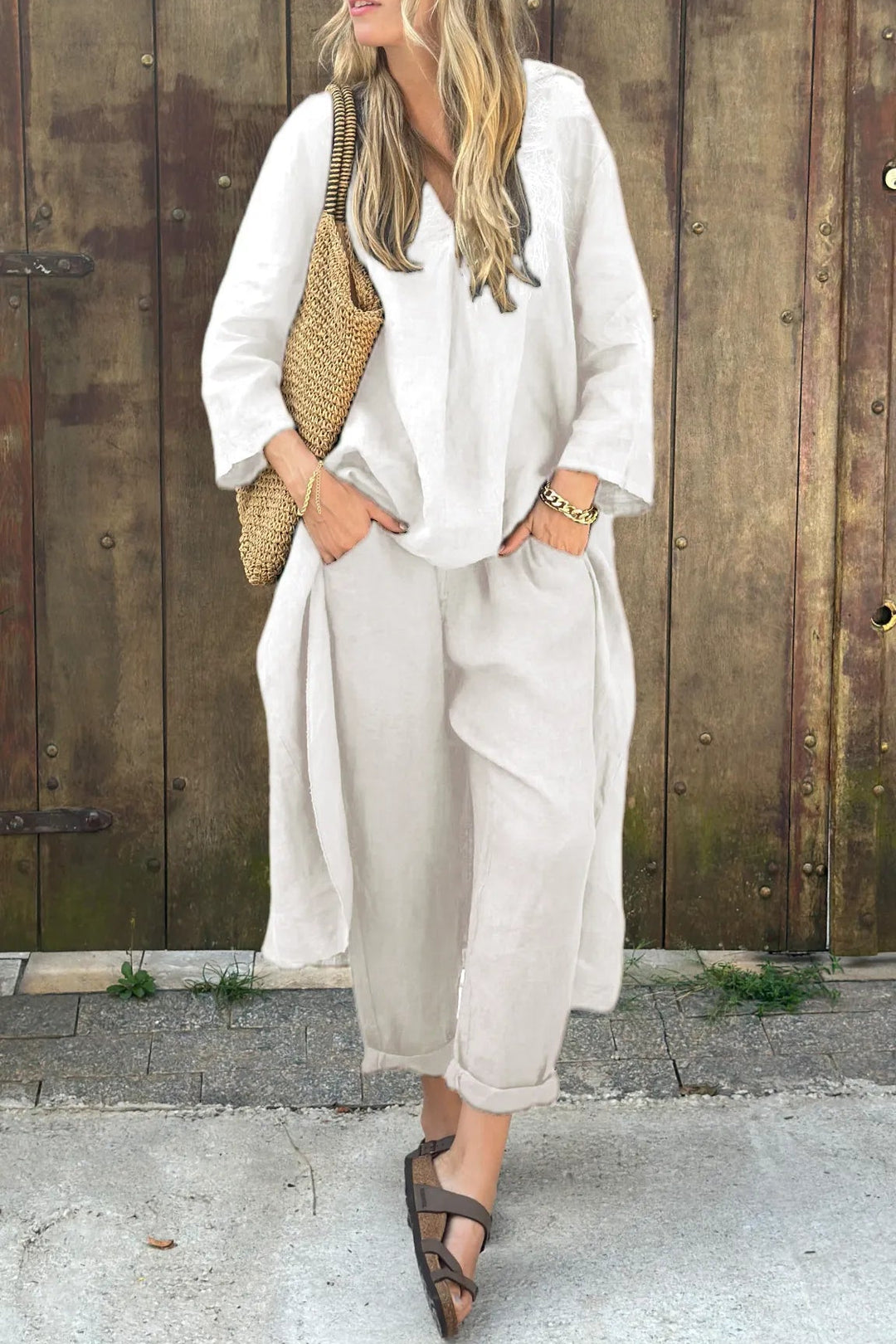Pantalón y Top Casual de Manga Larga para Mujeres