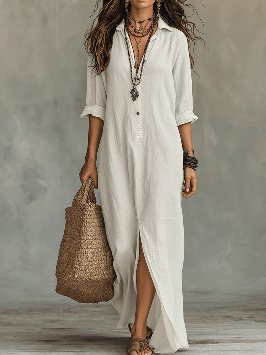 Vestido Maxi con Botones para Mujer